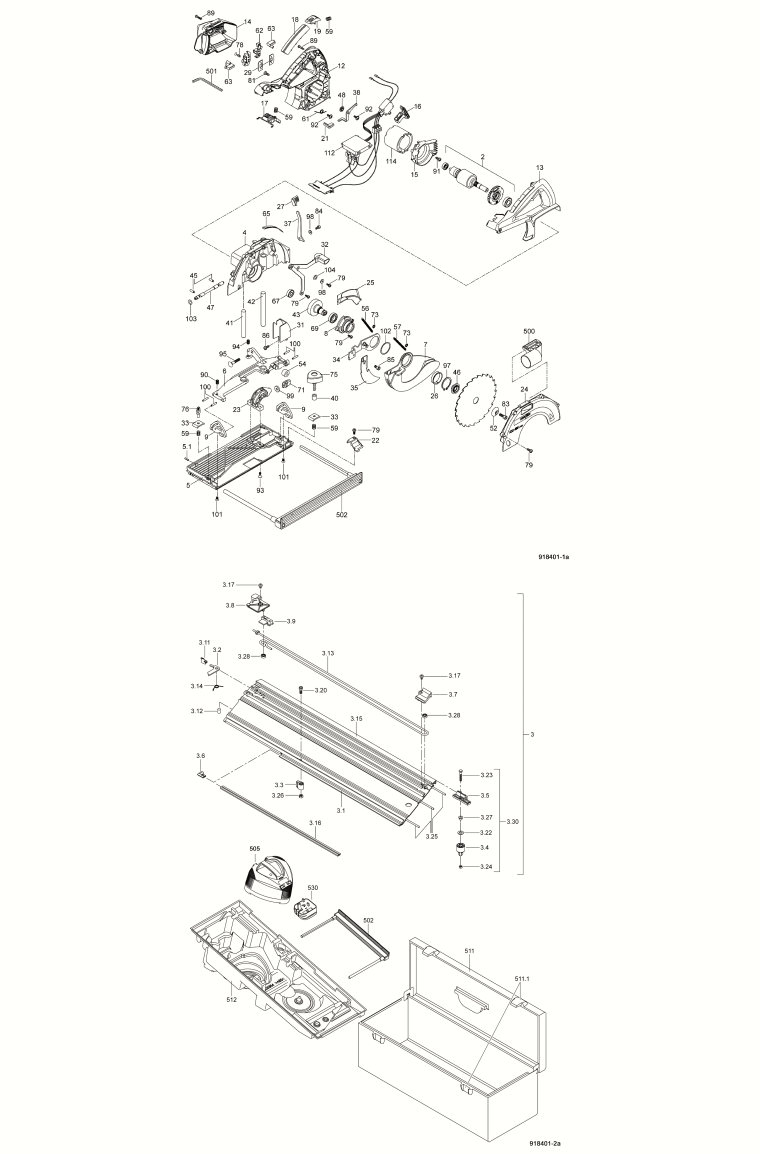 Mafell 918401 Cross-cutting System KSS 400 / 36 V in carrying case Spare Parts