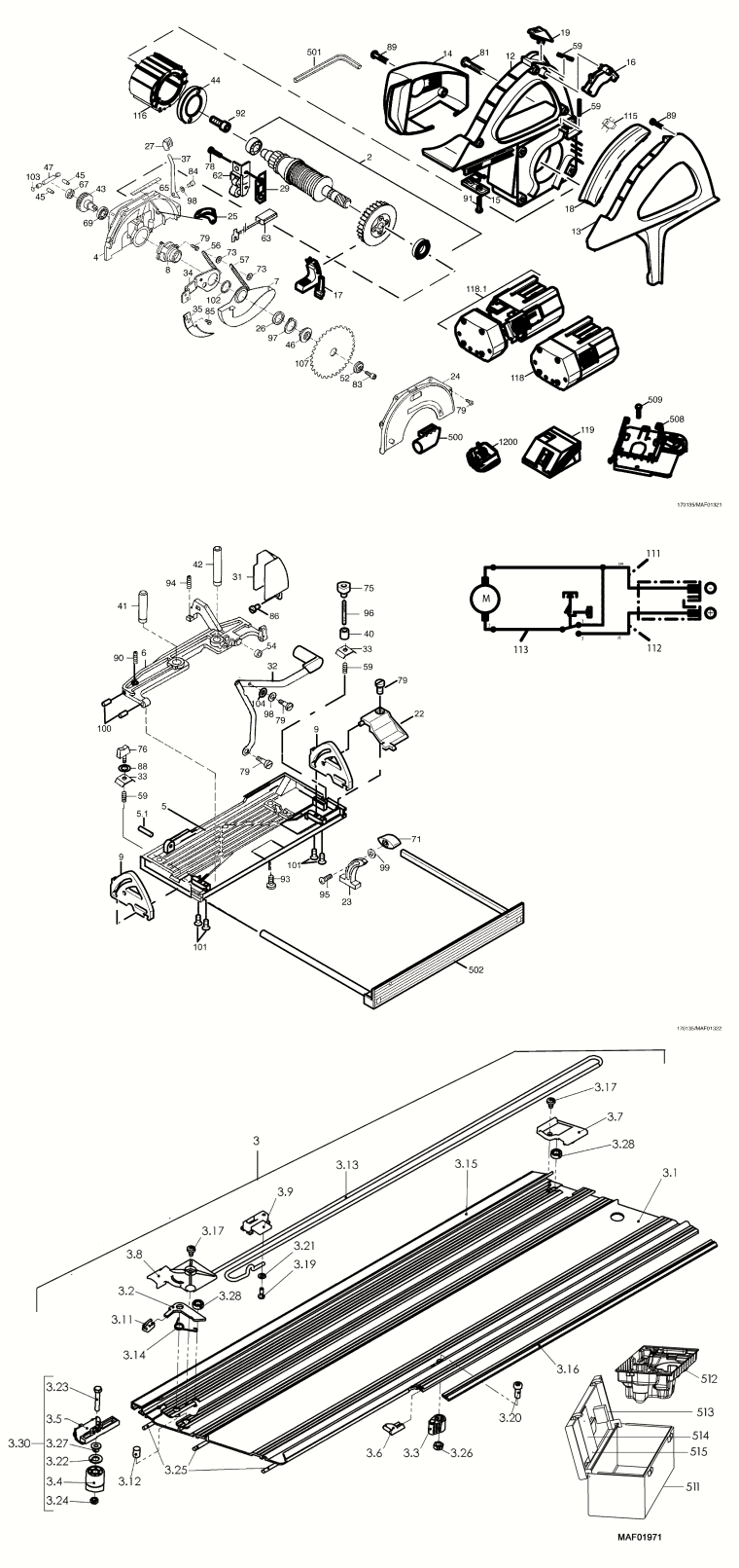 Mafell 917001 Cross-cutting System KSS 400 / 24 V in carrying case Spare Parts