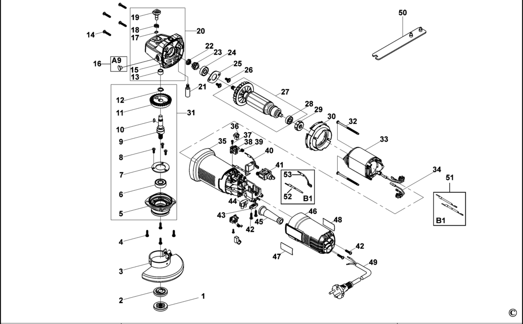 Stanley STEL805 Type 1 Angle Grinder Spare Parts