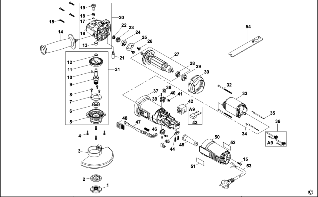 Stanley STEL815 Type 1 Angle Grinder Spare Parts