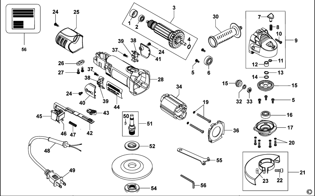 Stanley STEL810 Type 1 Small Angle Grinder Spare Parts