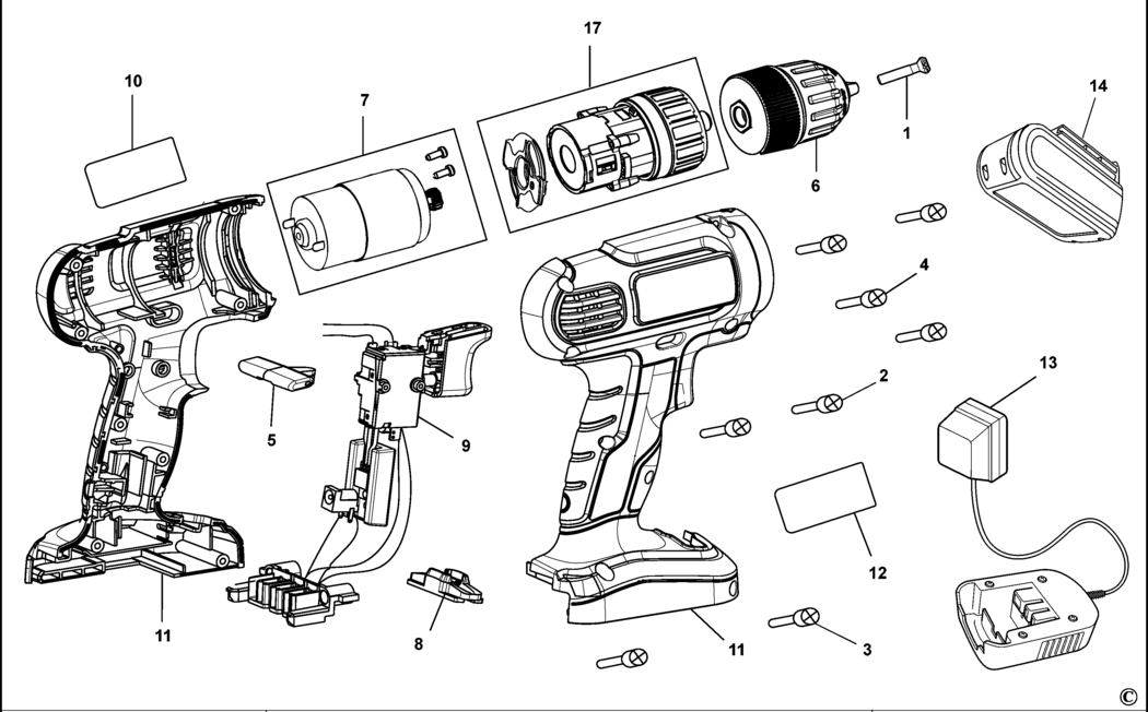 Stanley STDC801N Type 1 Cordless Drill Spare Parts