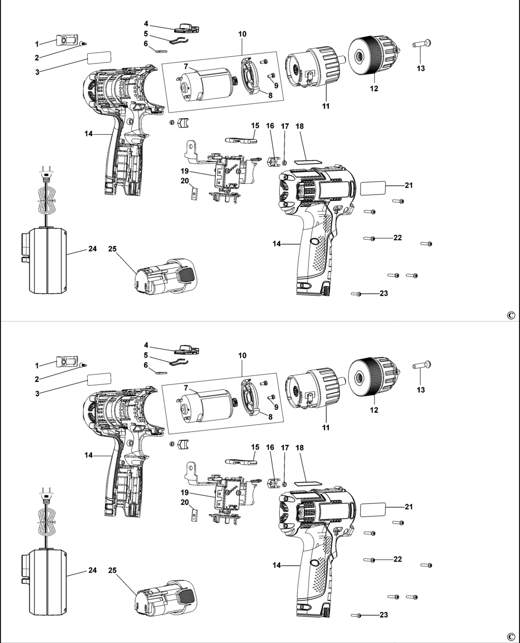 Stanley STDC001LB Type 1 Cordless Drill Spare Parts