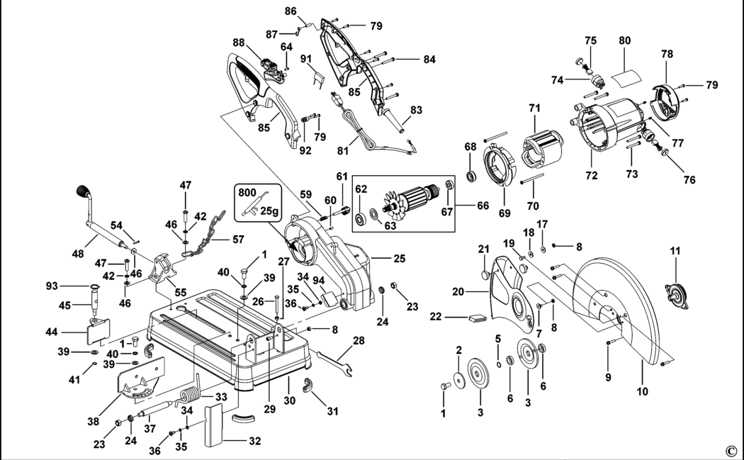 Stanley FME700 Type 1 Chop Saw Spare Parts