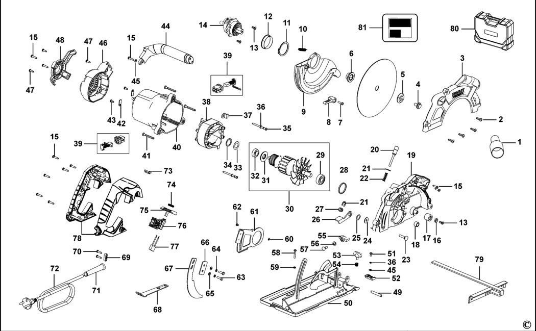 Stanley FME300 Type 1 Circular Saw Spare Parts