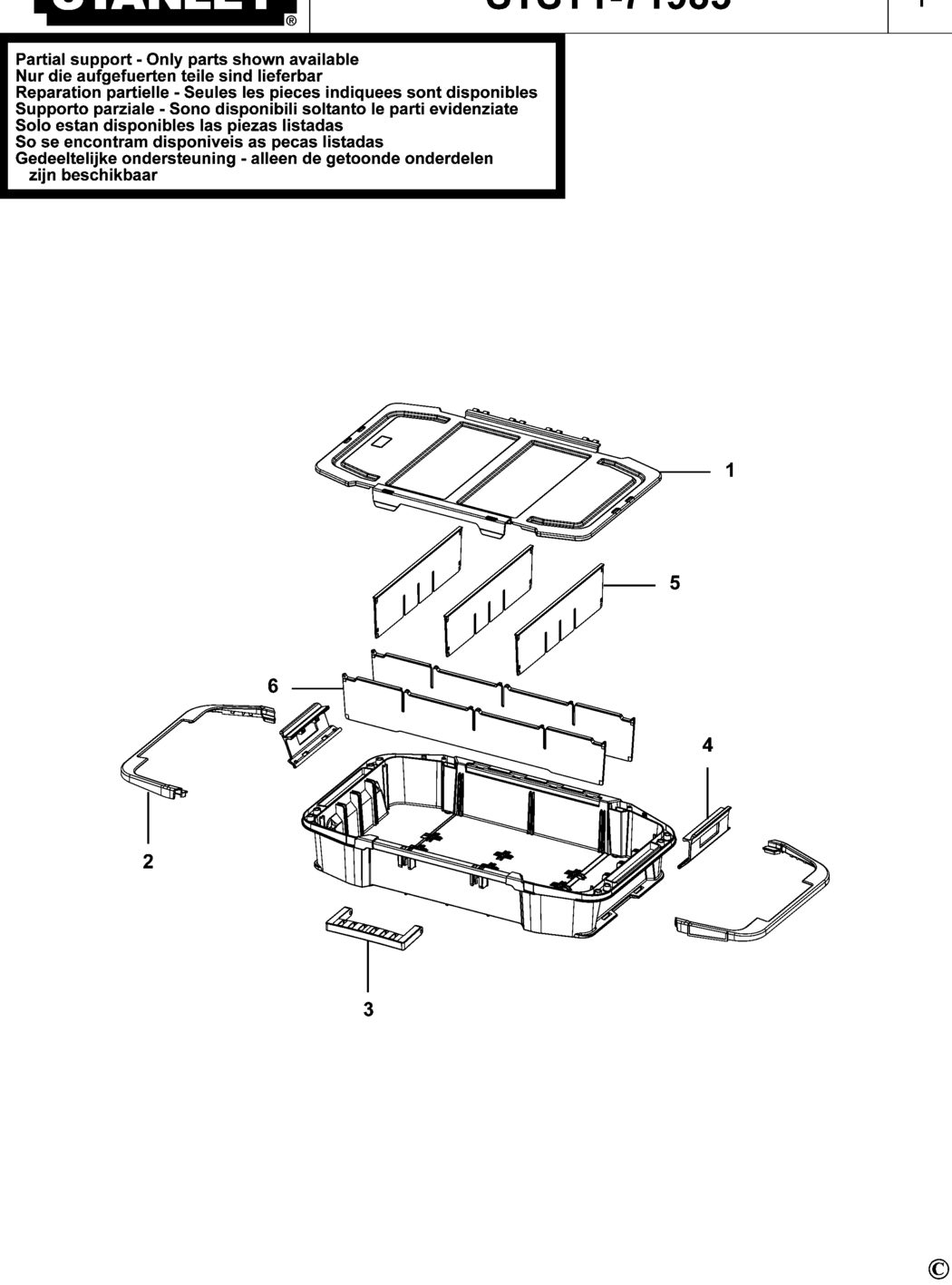 Stanley STST1-71983 Type 1 Organiser Spare Parts