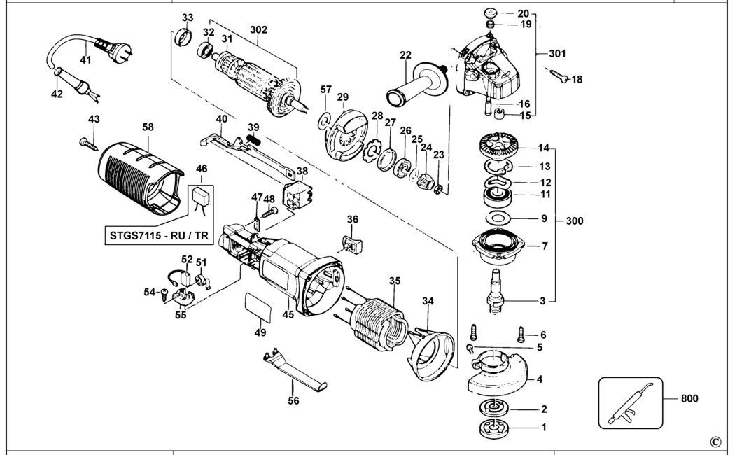 Stanley STGS7100 Type 1 Small Angle Grinder Spare Parts