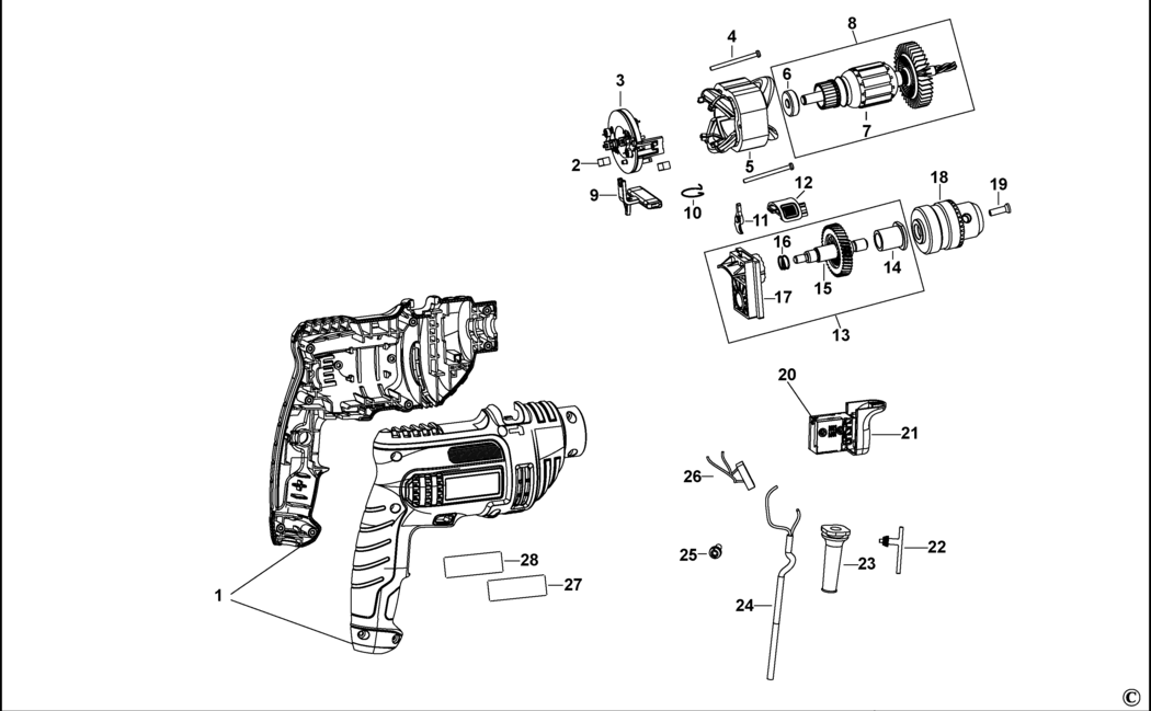 Stanley STDH6513 Type 1 Drill Spare Parts