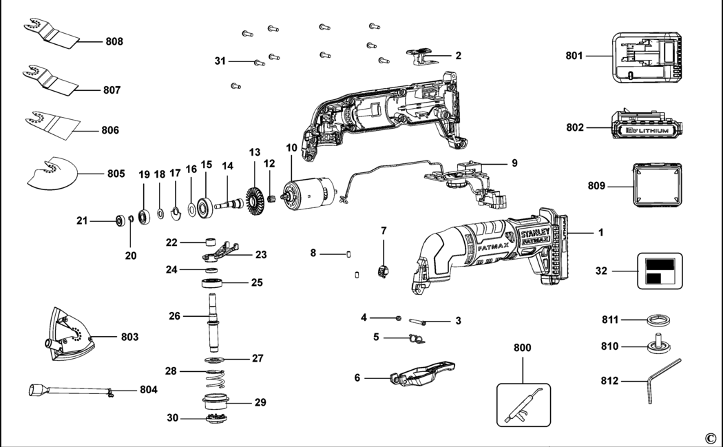 Stanley FMC710 Type 1 Oscillating Tool Spare Parts