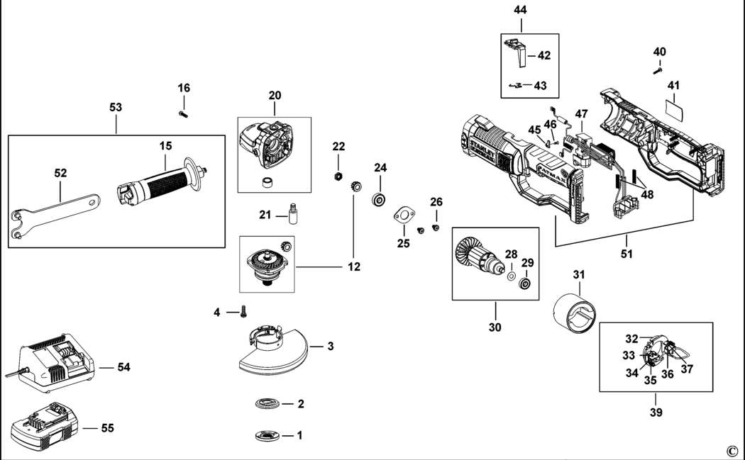 Stanley FMC761 Type H1 Angle Grinder Spare Parts