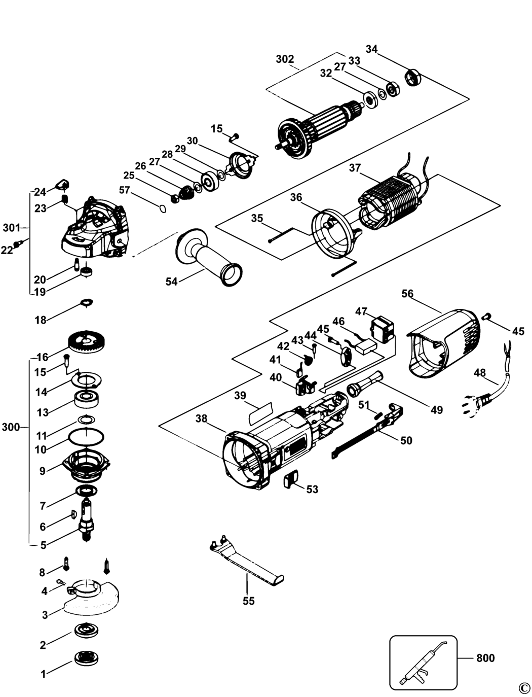 Stanley STGS9115 Type 1 Angle Grinder Spare Parts