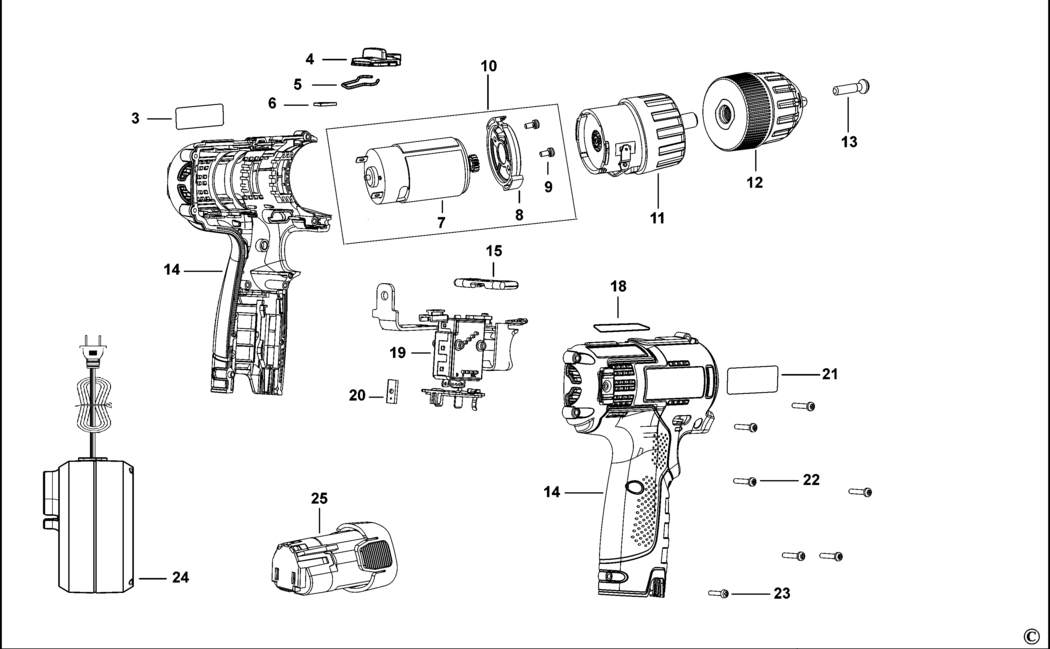 Stanley STCD1081B2 Type 1 Drill/driver Spare Parts