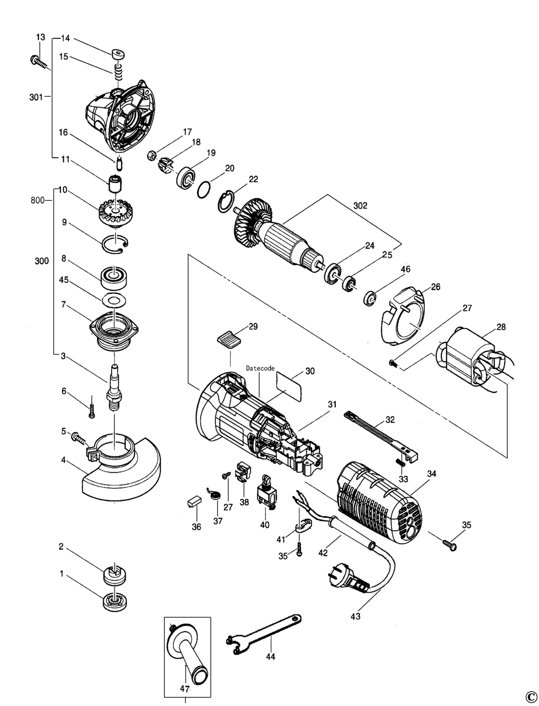 Stanley STGS5115 Type 1 Small Angle Grinder Spare Parts