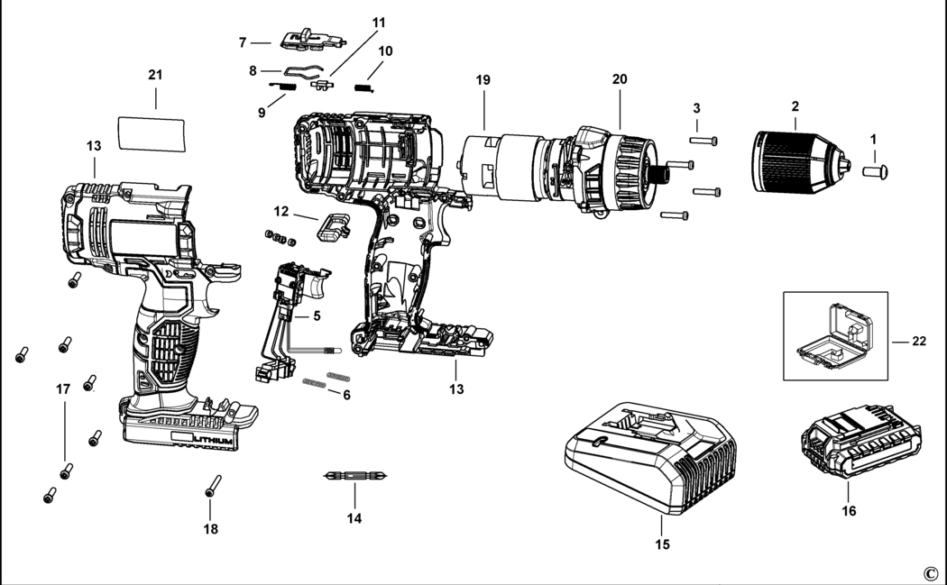 Stanley SCD201 Type 1 Drill/driver Spare Parts