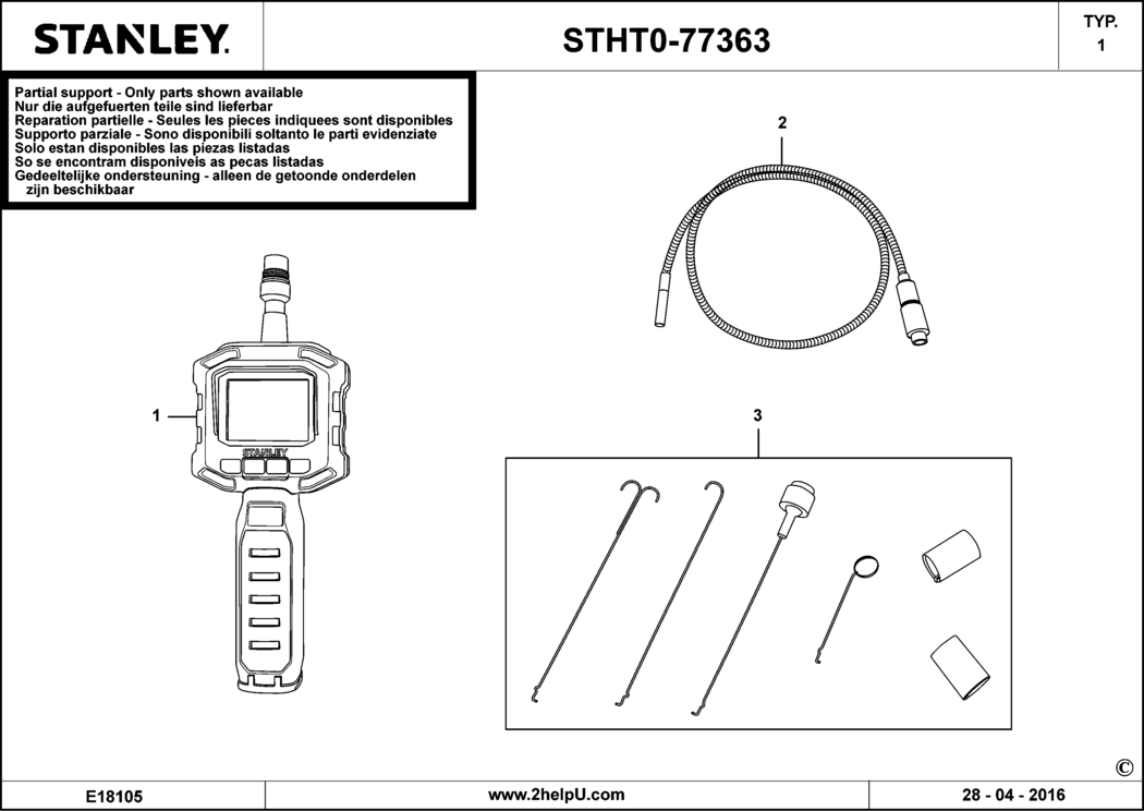 Stanley STHT0-77363 Type 1 Inspection Camera Spare Parts