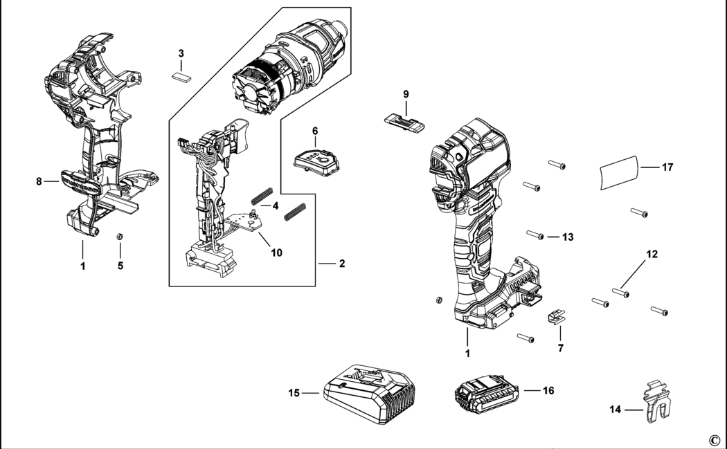 Stanley SBI201 Type 1 Cordless Drill 18v Li-ion Spare Parts