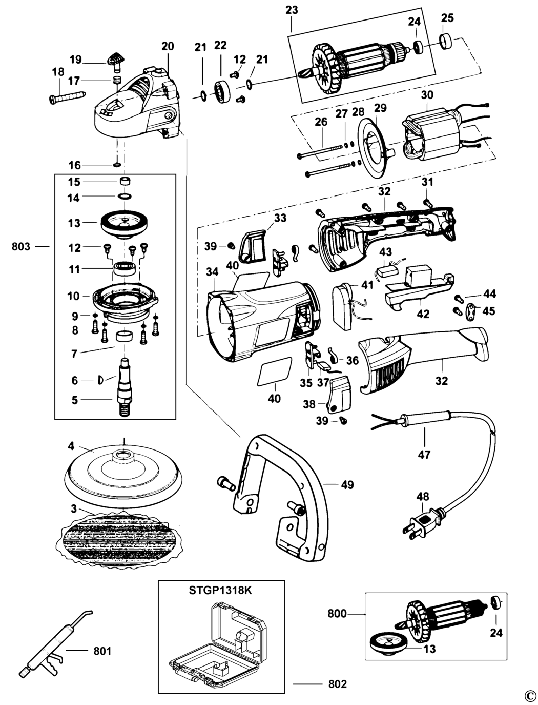 Stanley STGP1318 Type 2 Polisher Spare Parts