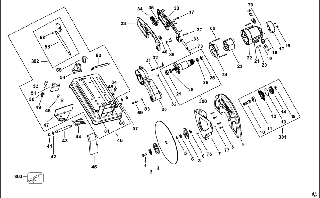 Stanley SSC22 Type 1 Chop Saw Spare Parts