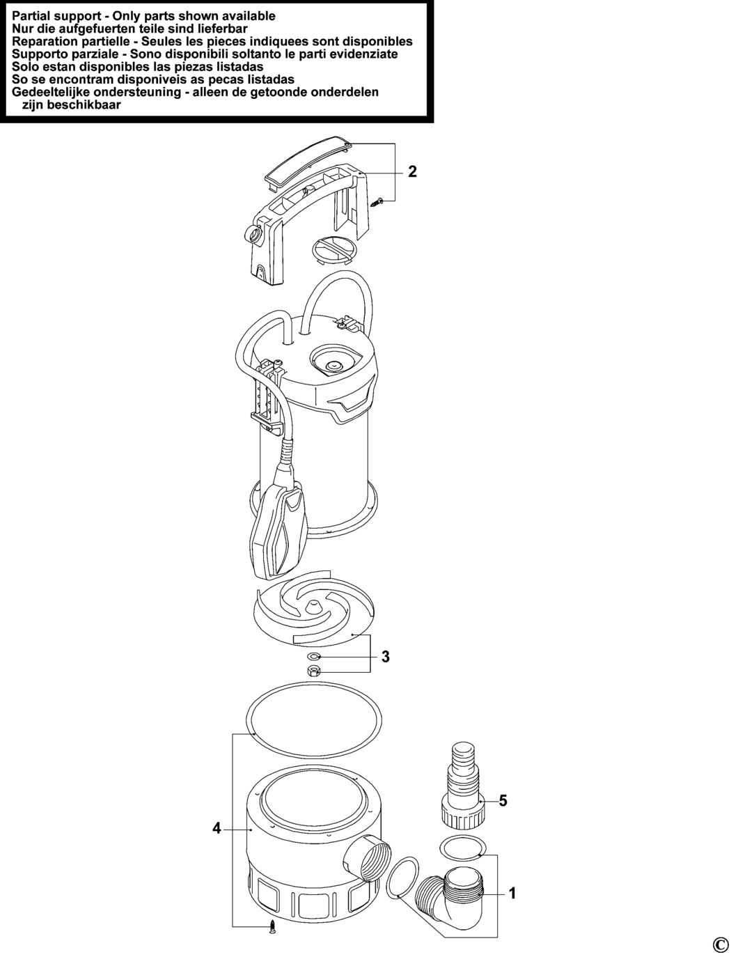 Stanley SXUP1100XDE Type 1 Sub Pump Spare Parts