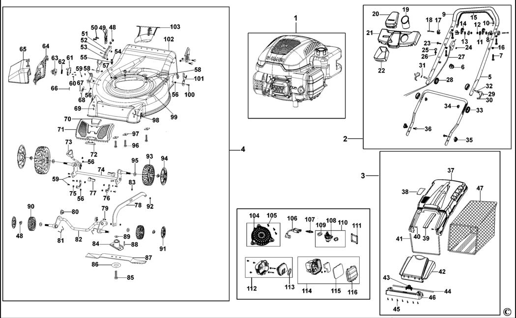 Stanley SLM-139-460 Type 1 Petrol Mower Spare Parts