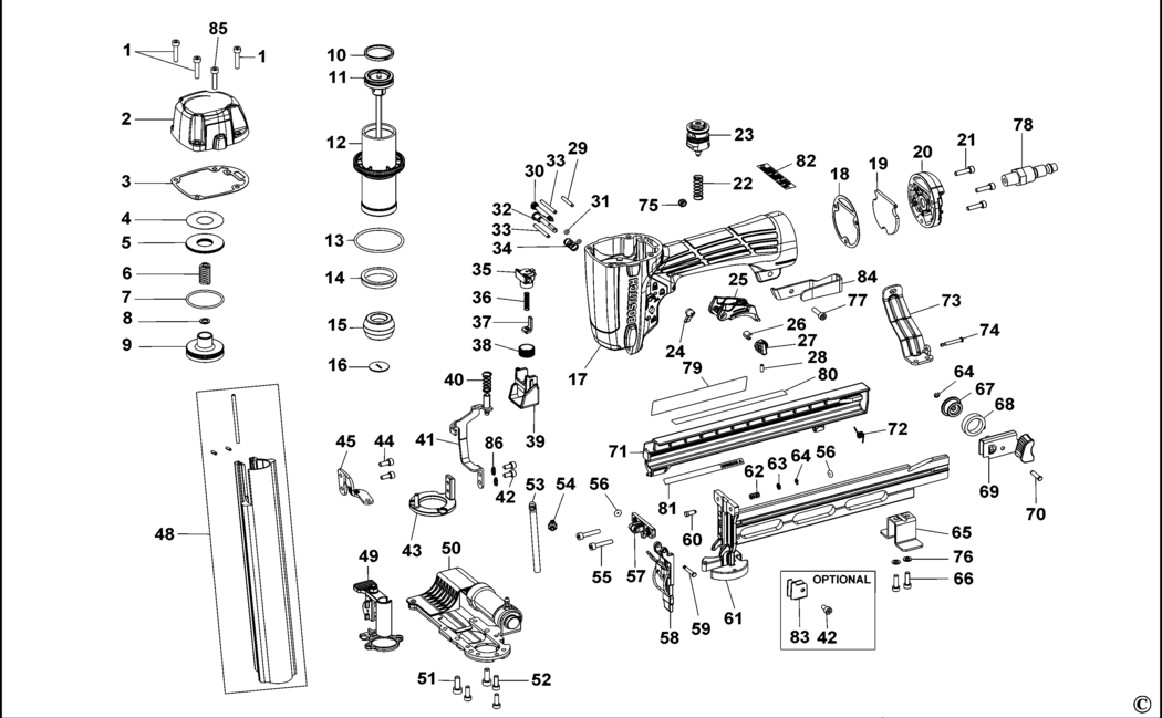 Bostitch SL1838BC-E Type REV C Pneumatic Stapler Spare Parts