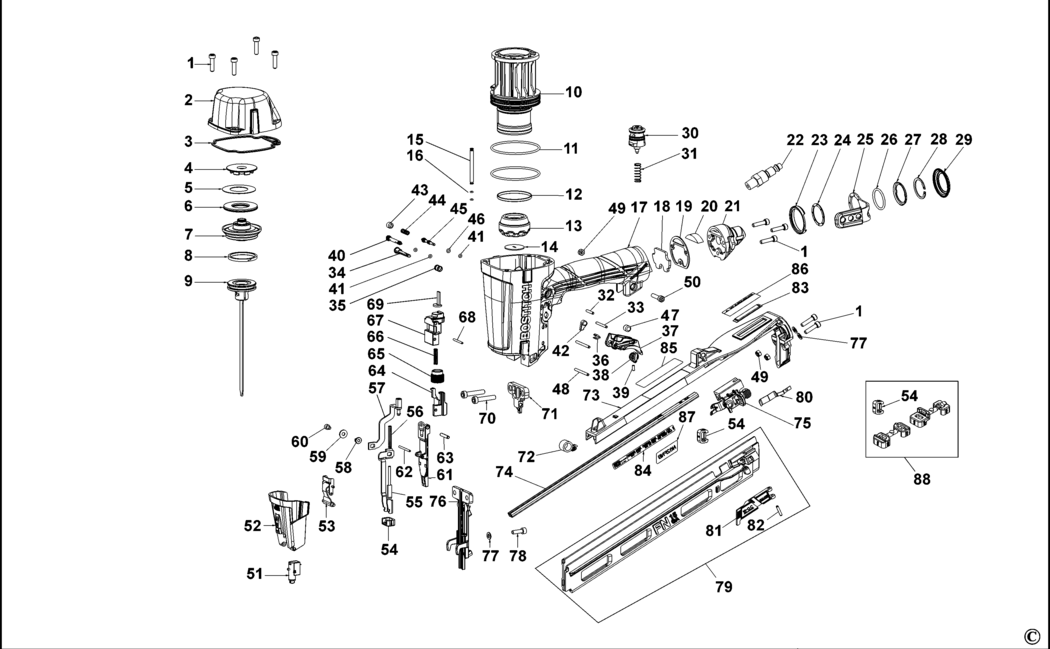 Bostitch N62FNB-E Type REV A Nailer Spare Parts