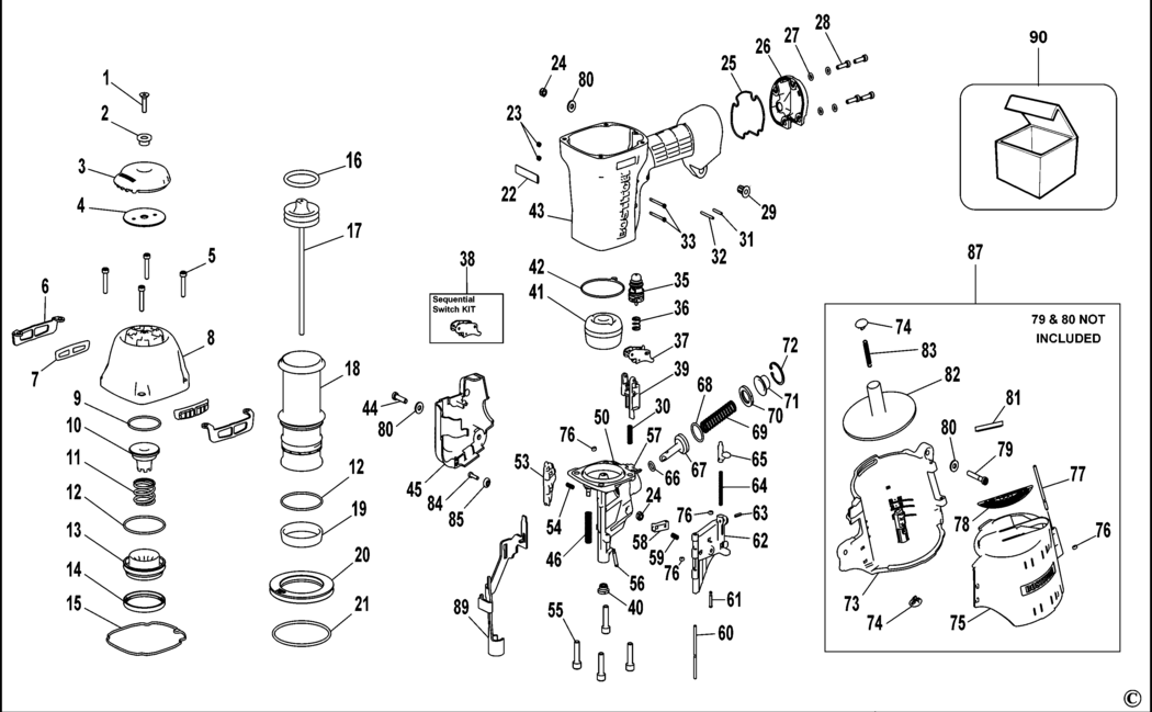 Bostitch N89C-1P-E Type REV J Nailer Spare Parts