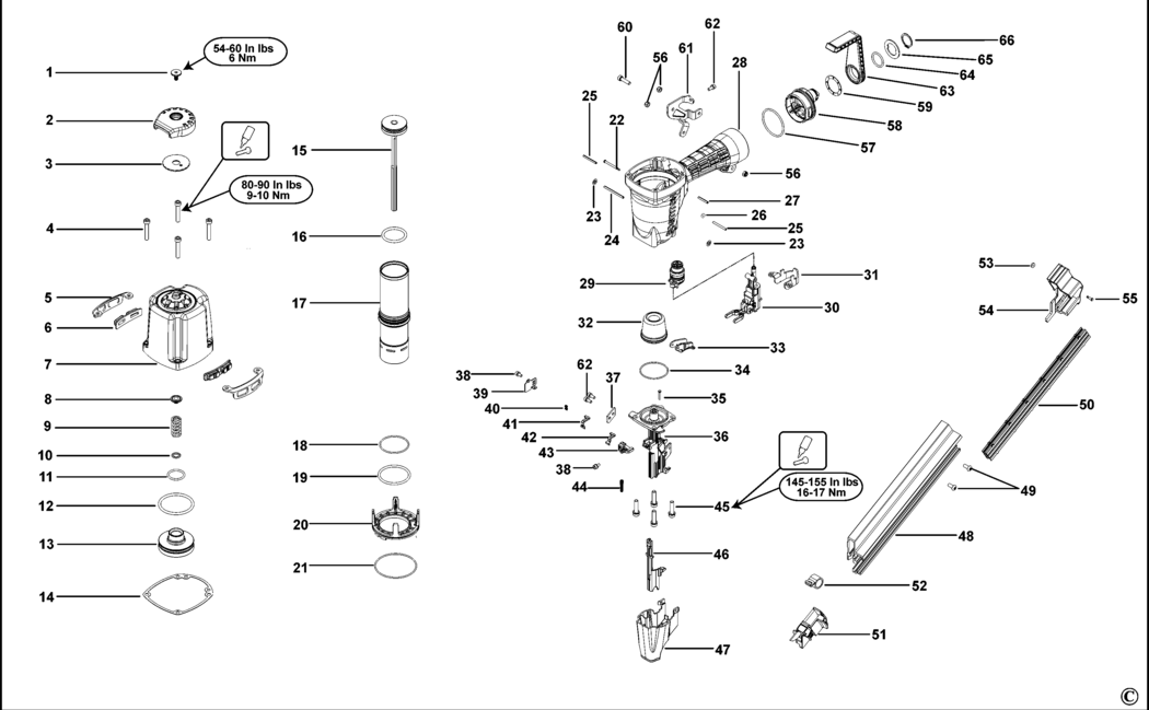 Bostitch MCN250-E Type REV 1 Nailer Spare Parts