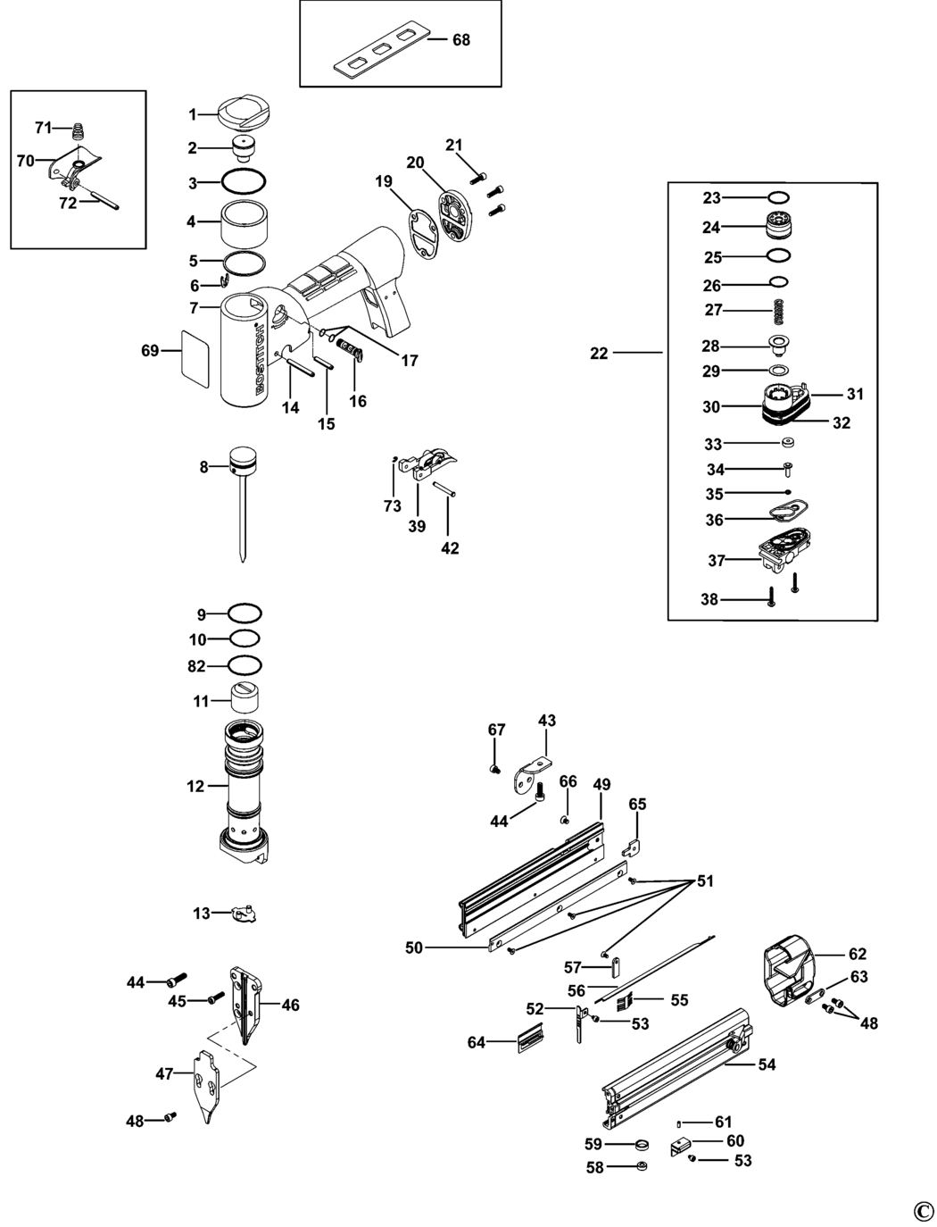 Bostitch TU-216-2330K-E Type Rev 1 Nailer Spare Parts