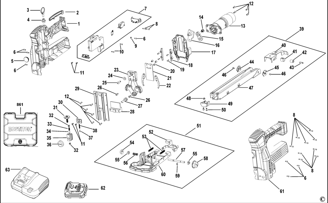 Bostitch DSA-3519 Type Rev 1 Stapler Spare Parts