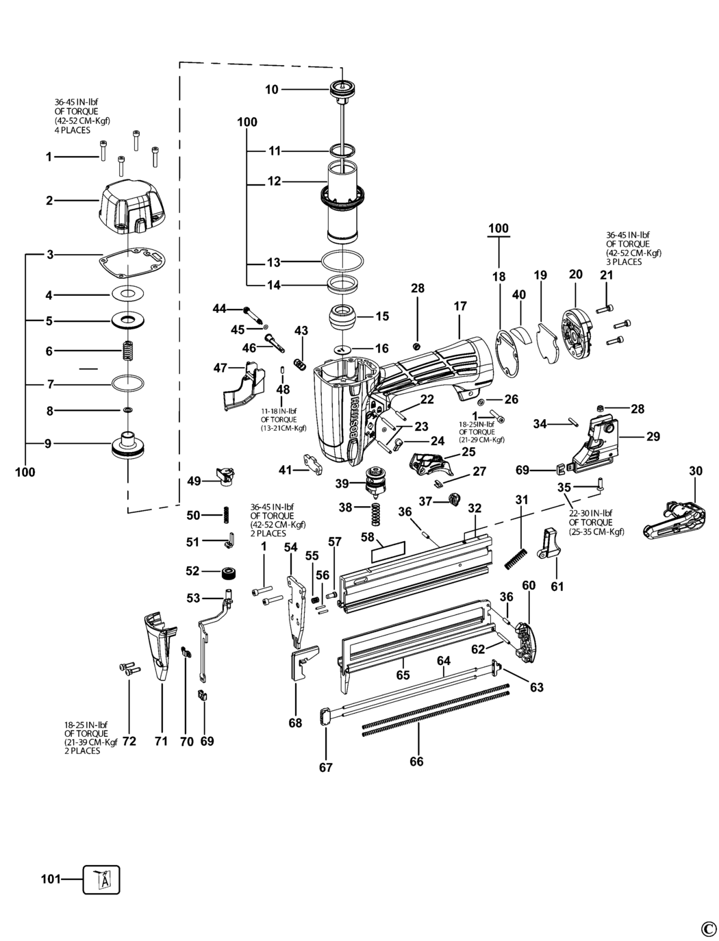 Bostitch SX1838-E Type 1 Pneumatic Stapler Spare Parts