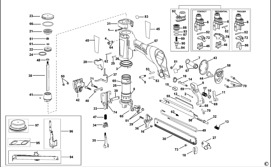 Bostitch 438S4-1 Type Rev J Pneumatic Stapler Spare Parts