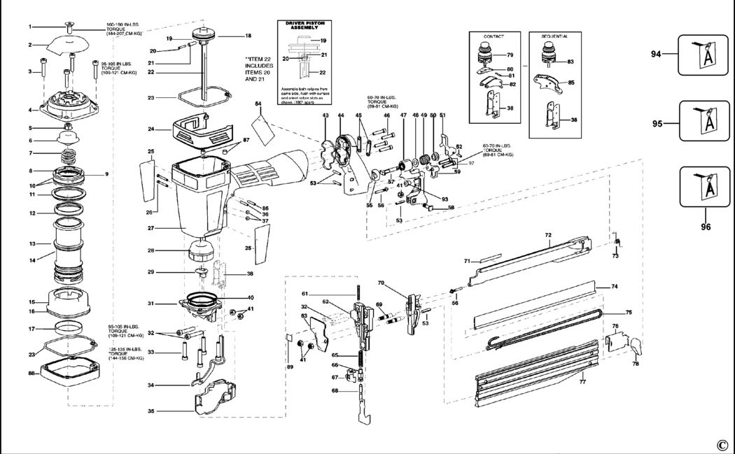 Bostitch 863S4-1-E Type 1 Pneumatic Stapler Spare Parts