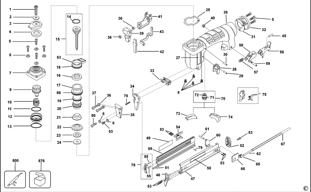 Bostitch BT35B-1-E Type 1 Brad Nailer Spare Parts