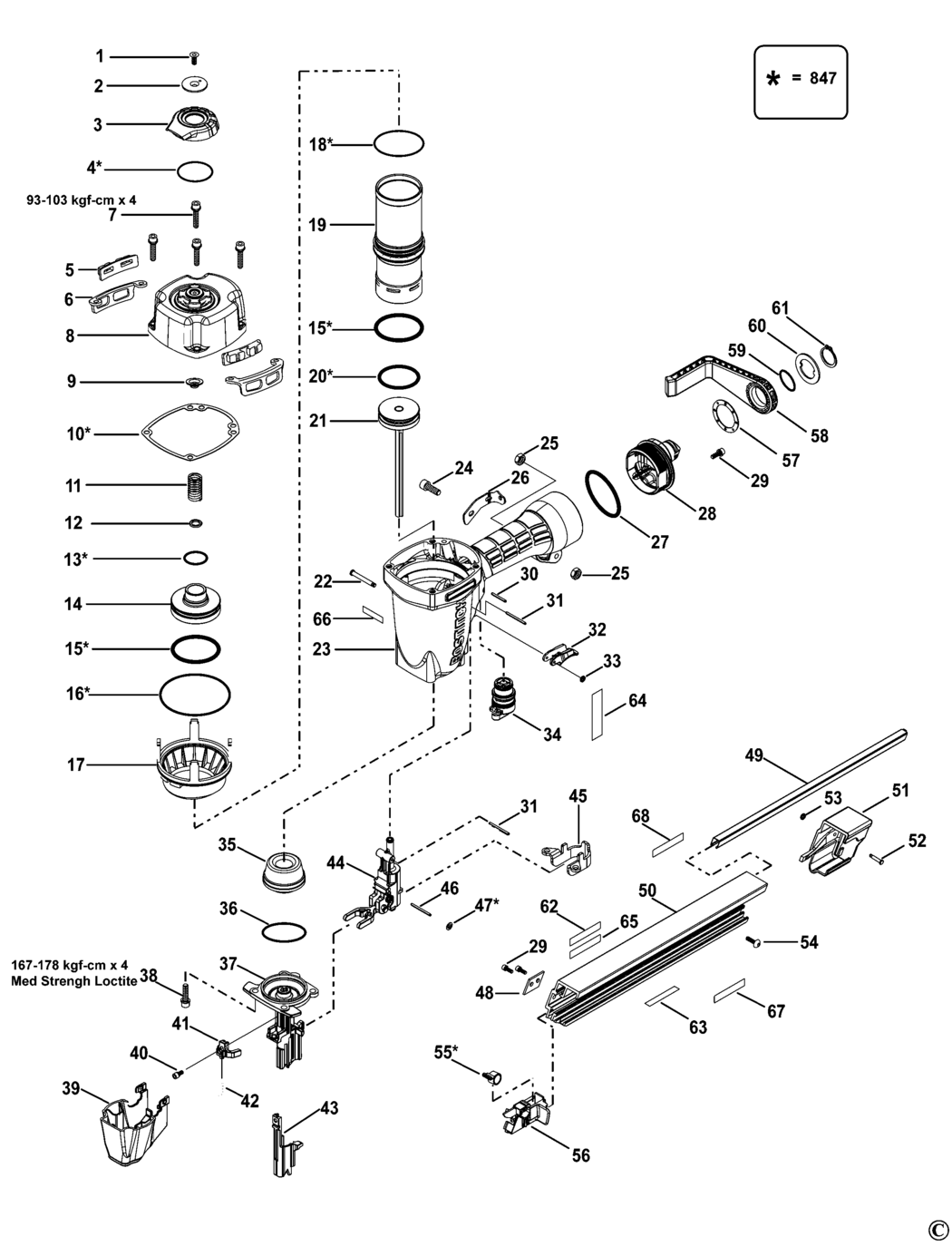 Bostitch MCN150-E Type Rev D / E Nailer Spare Parts