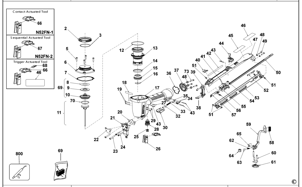 Bostitch N52FN-2 Type REV G Nailer Spare Parts