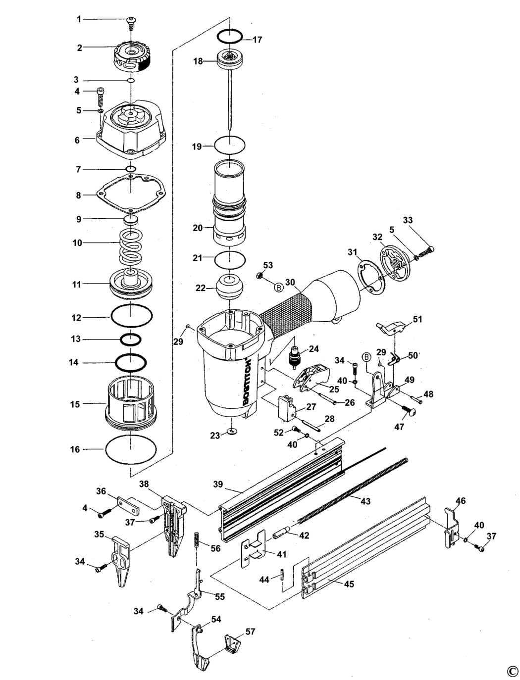 Bostitch SB-HC50FN Type REV A Nailer Spare Parts