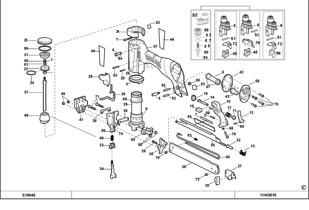 Bostitch 438S5-1 Type REV A Stapler Spare Parts