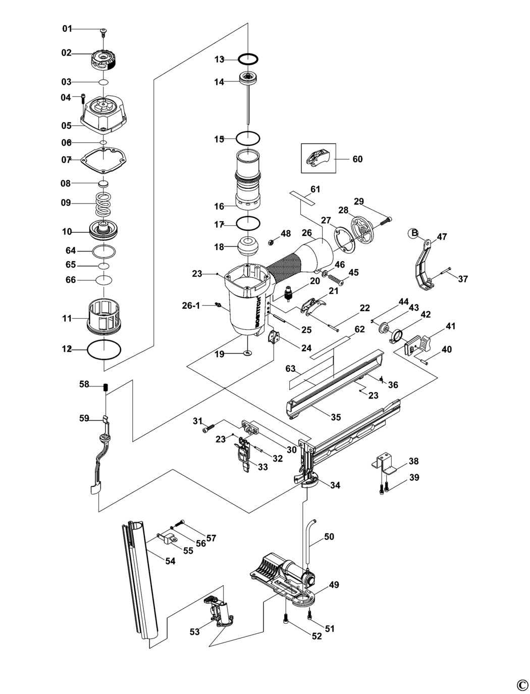 Bostitch SB-150SLBC Type REV 0 Stapler Spare Parts