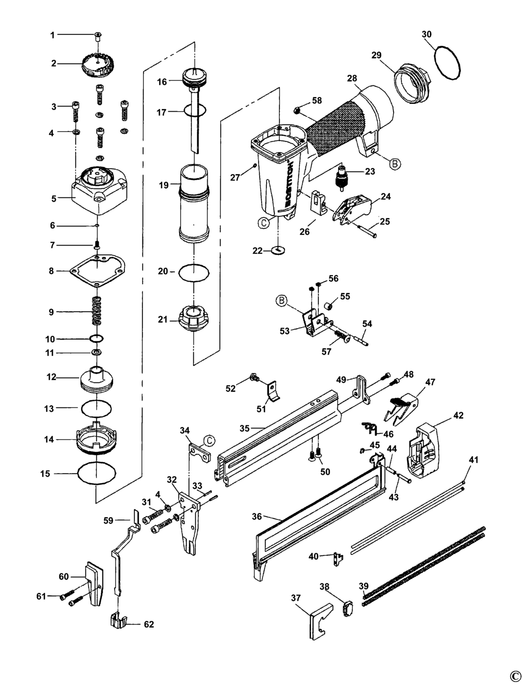 Bostitch SB-150SX Type REV 0 Stapler Spare Parts