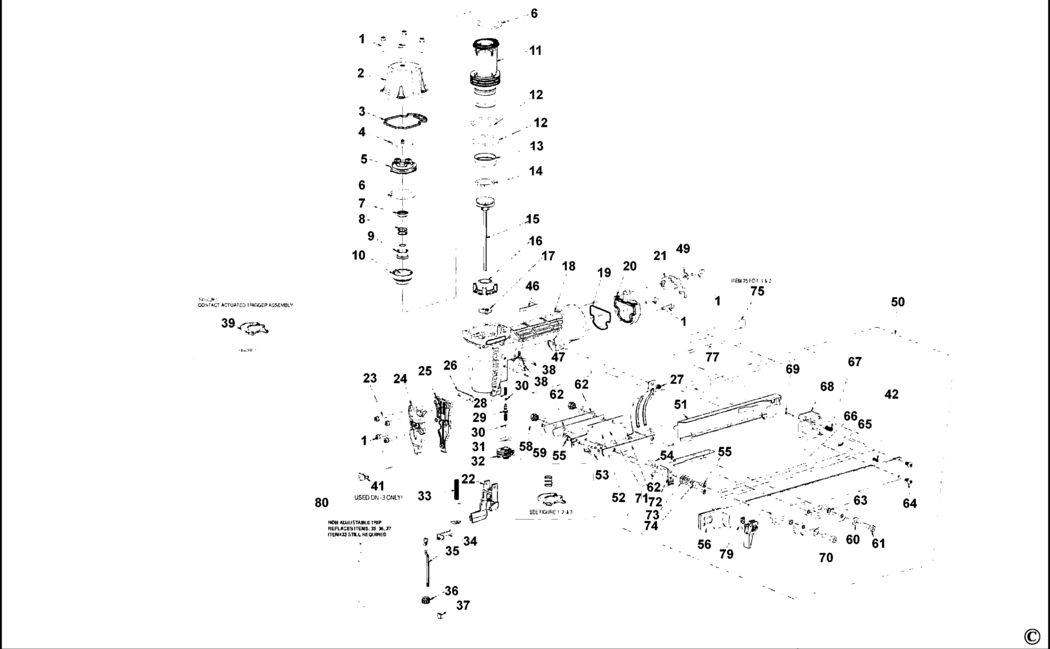 Bostitch SX150LM Type REV 0 Stapler Spare Parts