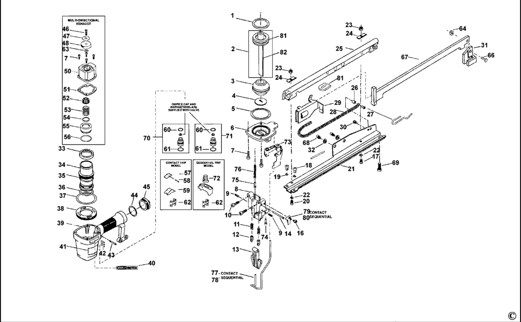 Bostitch T40SX Type REV 0 Stapler Spare Parts