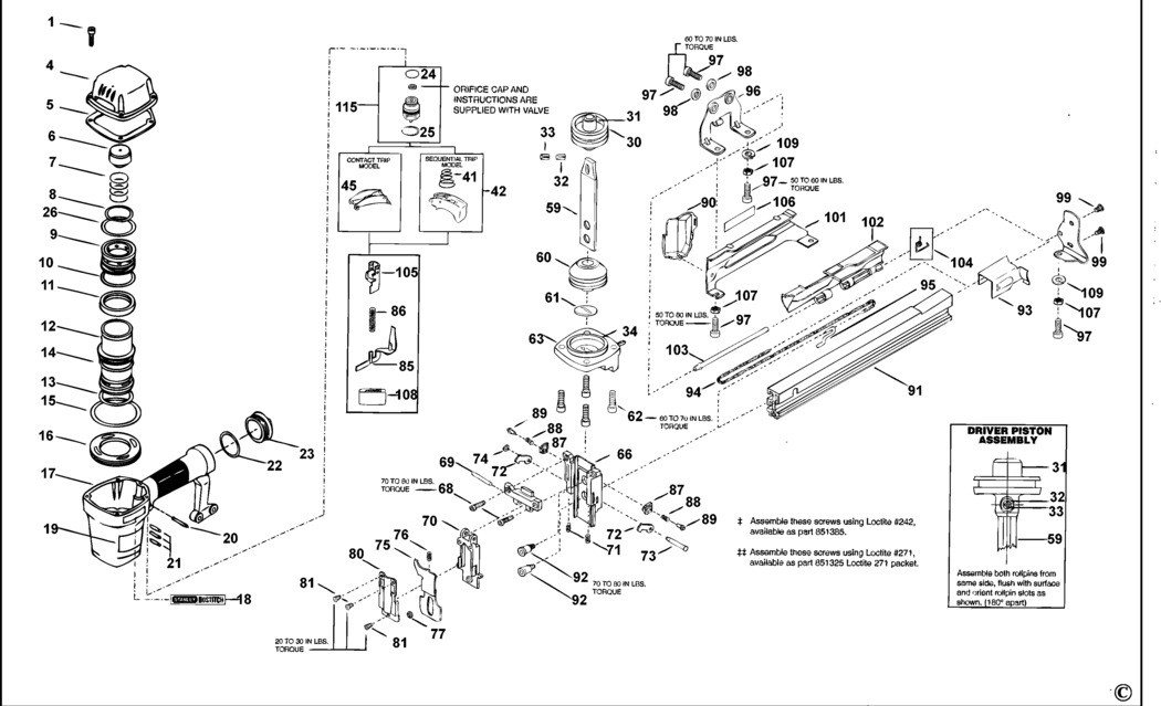 Bostitch T50S2 Type REV 0 Stapler Spare Parts