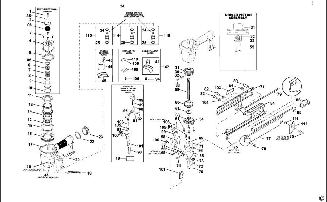 Bostitch T55S4 Type REV 0 Stapler Spare Parts