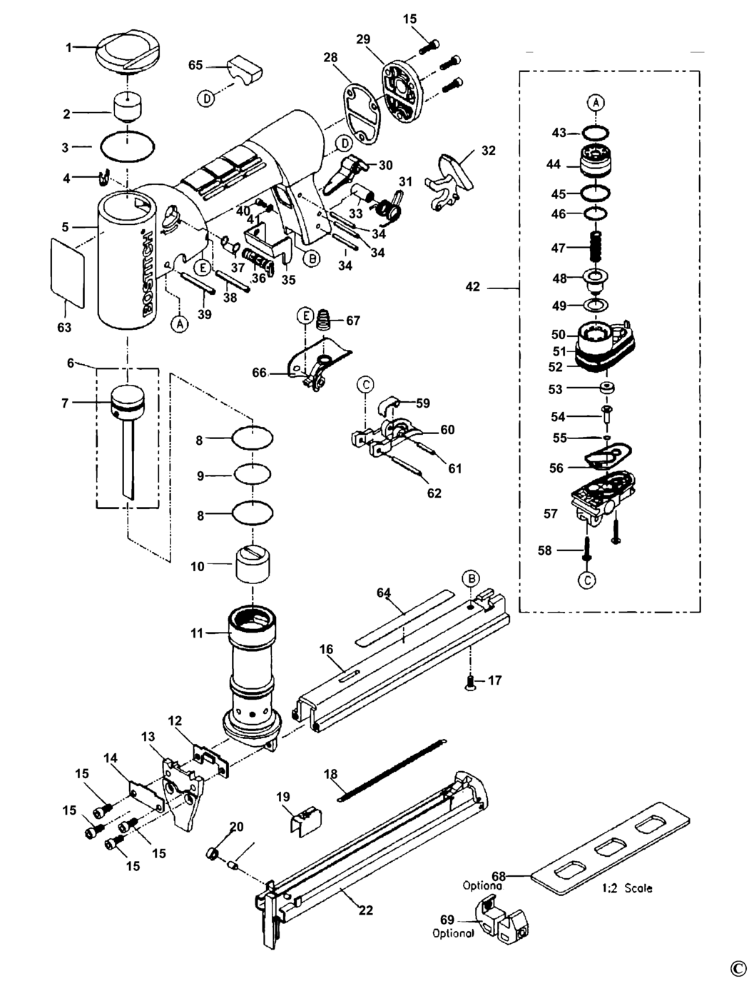 Bostitch TU-216-71-E Type REV 0 Stapler Spare Parts