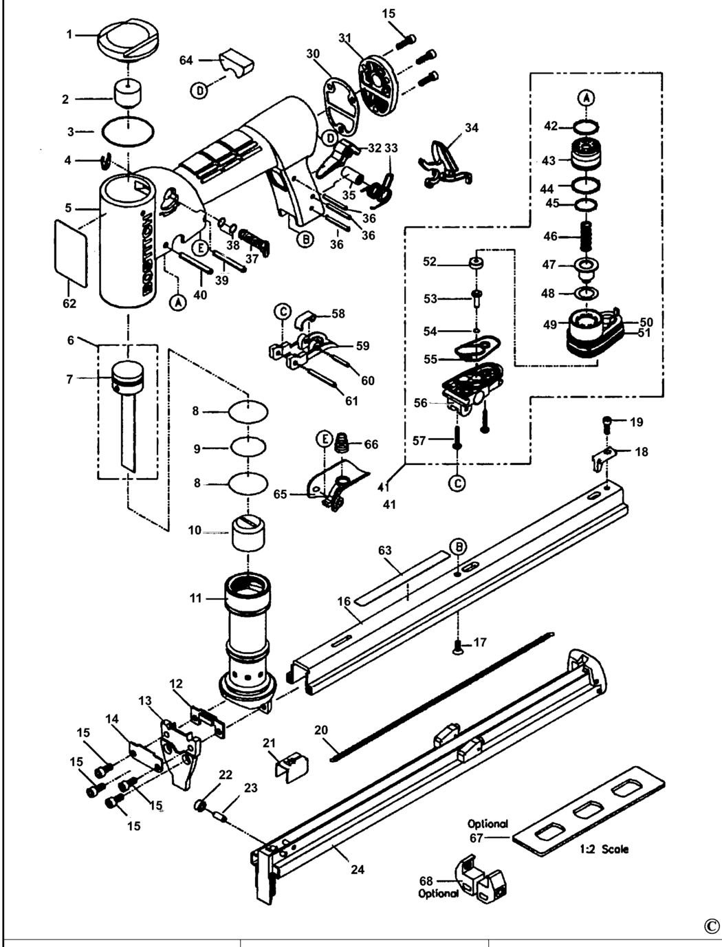 Bostitch TU-216-80LM Type REV 0 Stapler Spare Parts