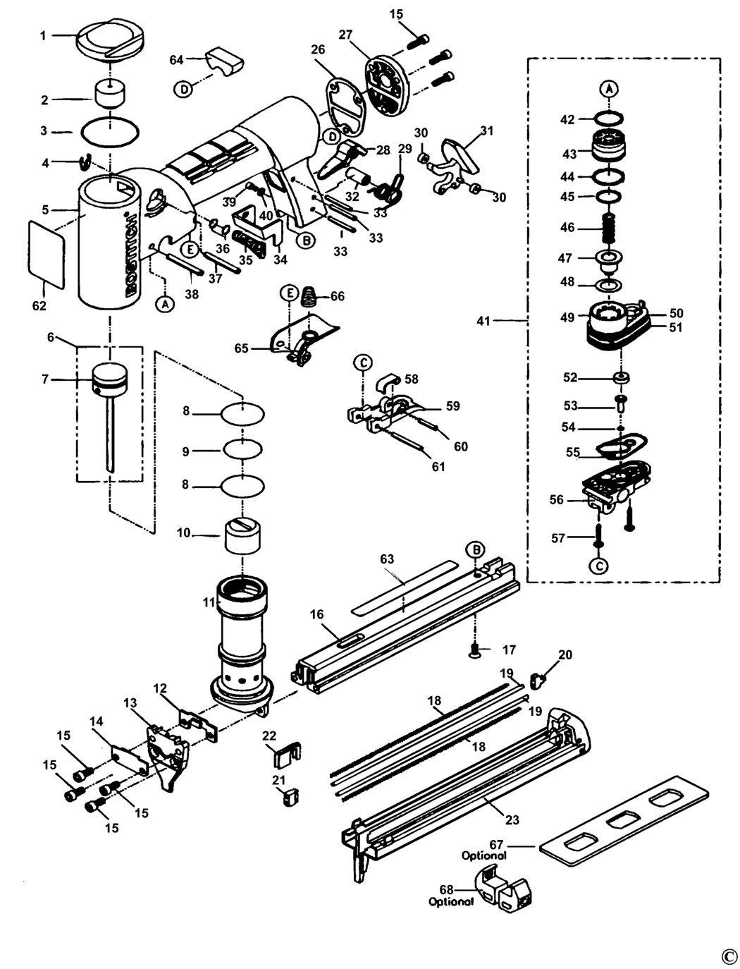 Bostitch TU-216-SJK Type REV 0 Stapler Spare Parts