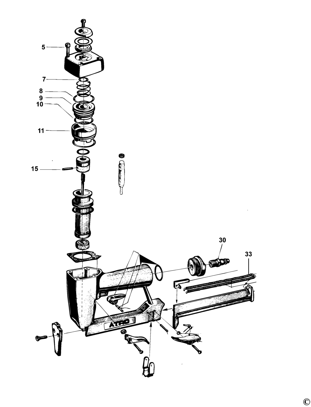 Bostitch MODEL 4500 Type REV 0 Nailer Spare Parts