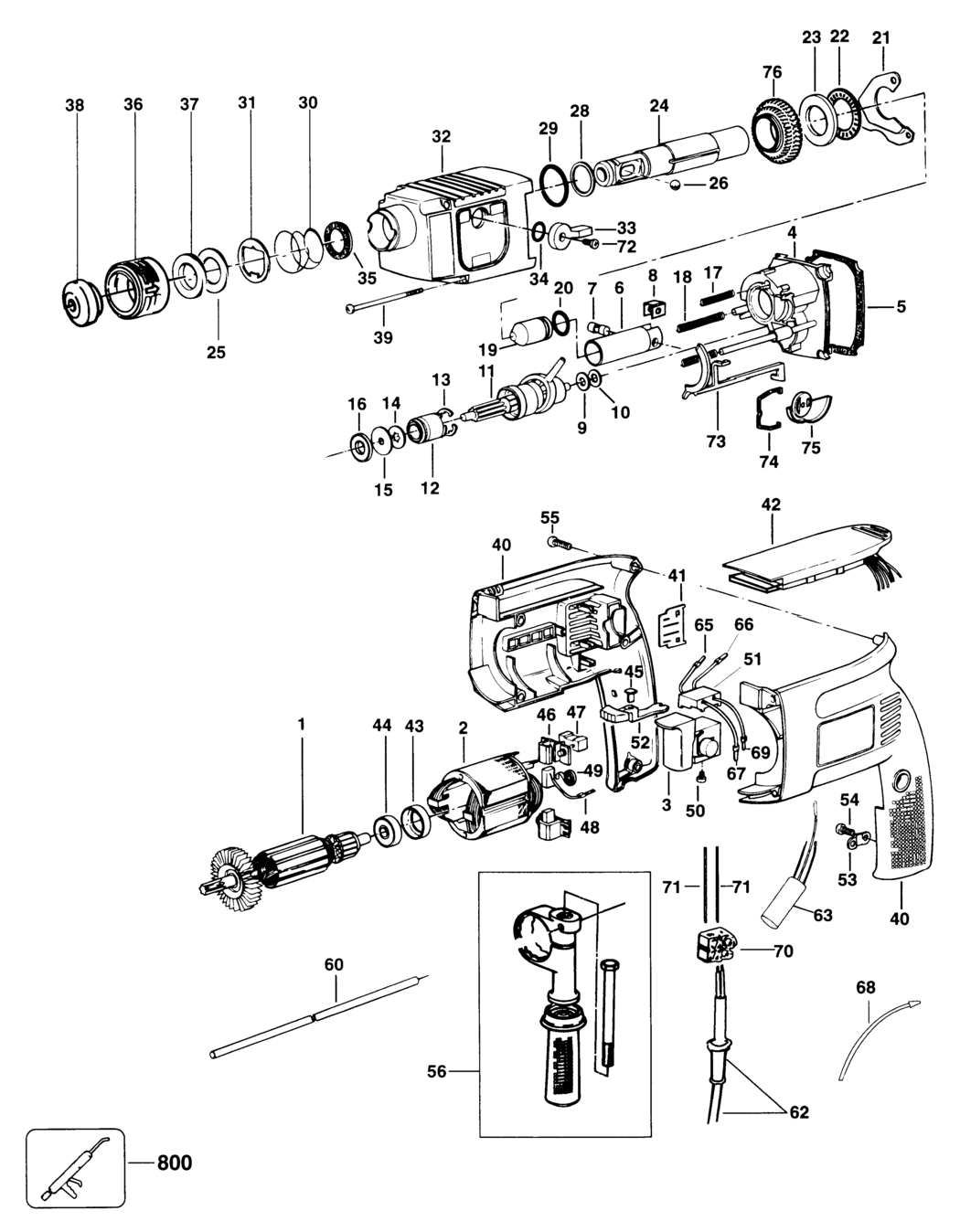 Elu MBH24L Type 3 Rotary Hammer Spare Parts