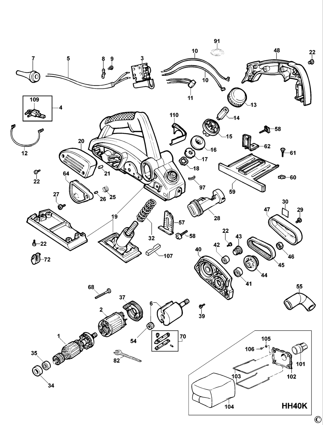 Elu HH40 Type 2 Planer Spare Parts